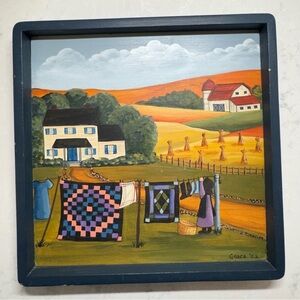 Vintage Framed Country Landscape Painting Signed